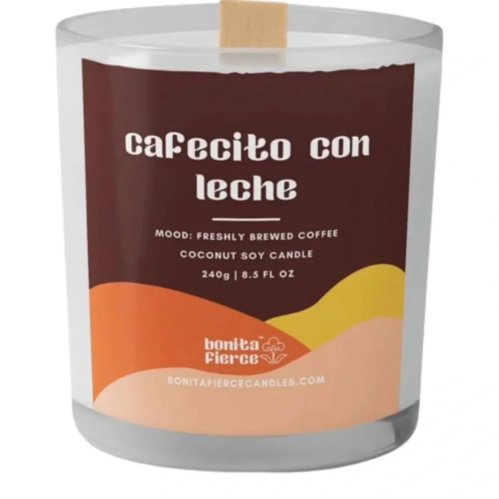 New! Bonita Fierce Cafecito Con Leche Candle  Mood: Freshly Brewed Cup of Coffee
